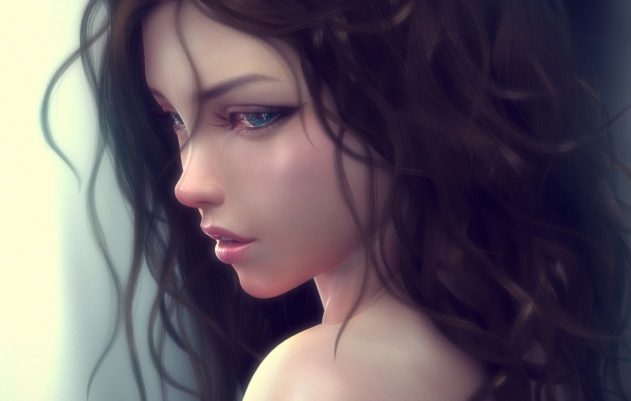 Cute Curly Hair Girl Artwork