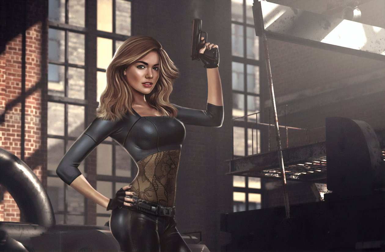 Girl With Gun Artwork 4k