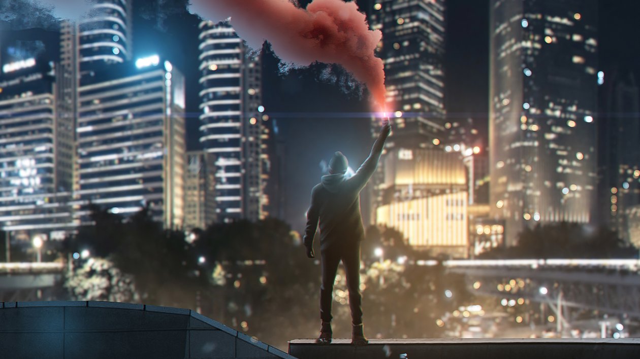 Boy With Smoke Bomb In Hand 4k