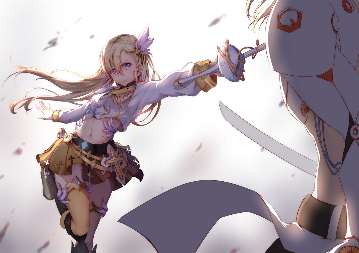 Anime Girl Sword Long Hair 4k