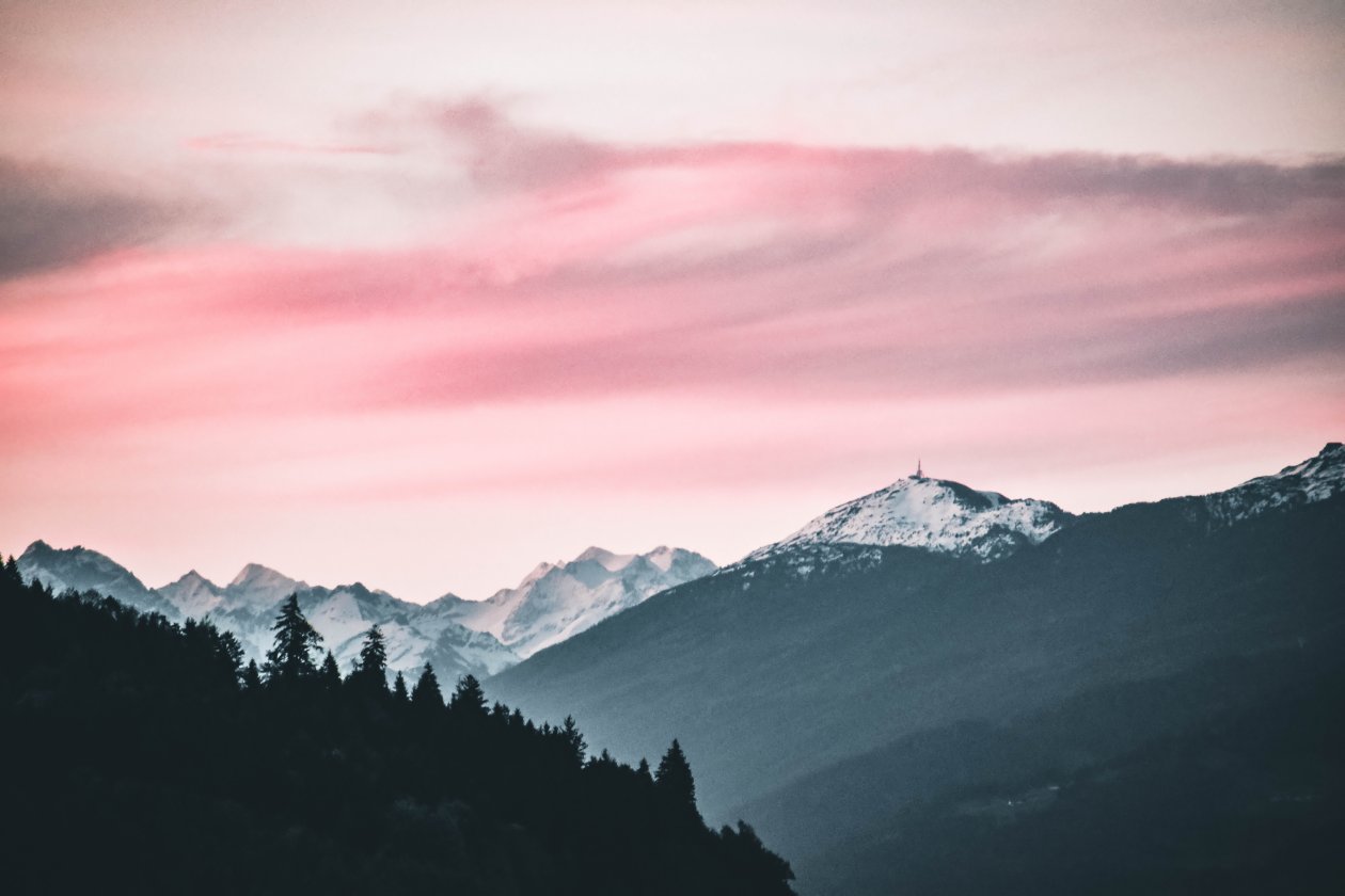 Pink Sky Nature Beauty Mountains Snow 5k