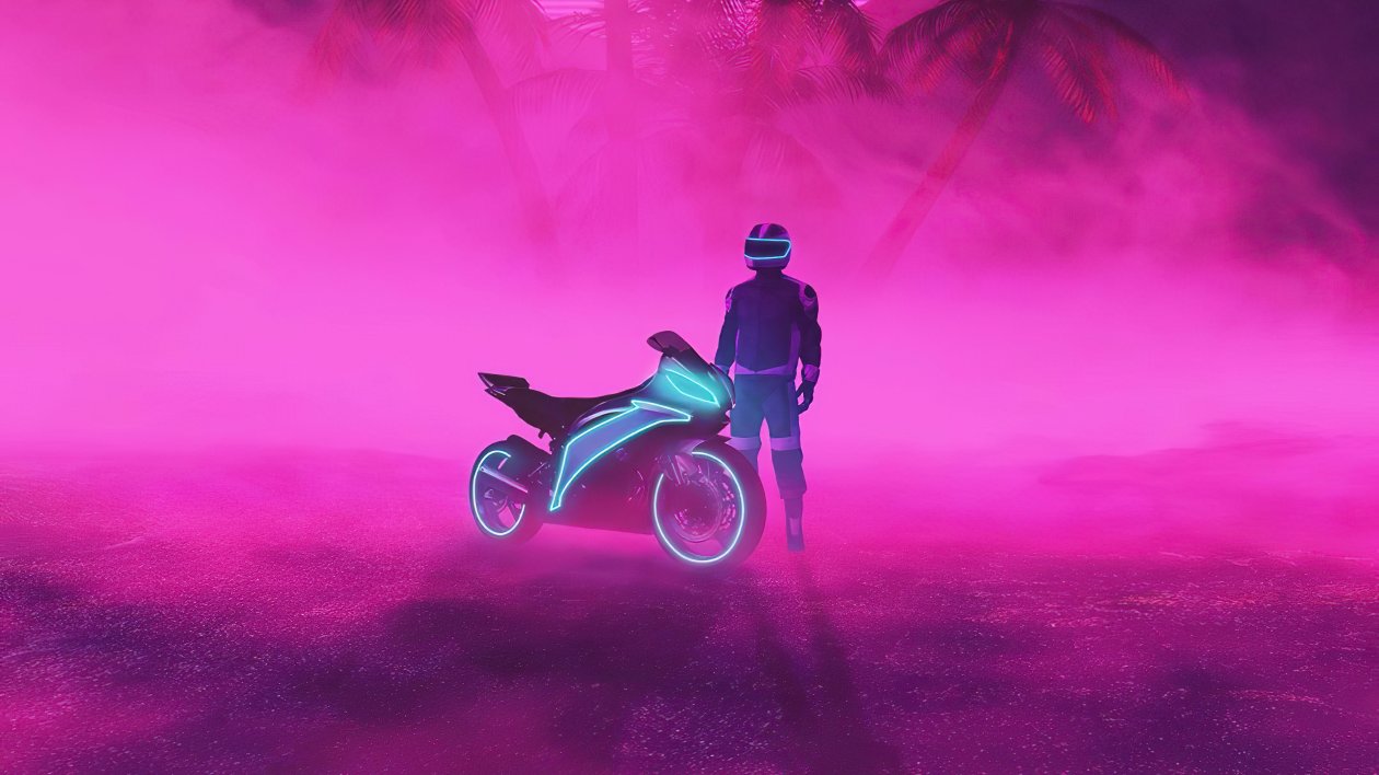 Neon Biker Boy 4k