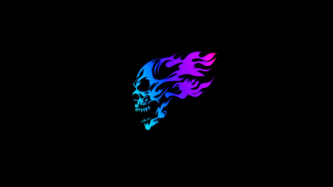 Skull Glowing Minimal Neon 5k
