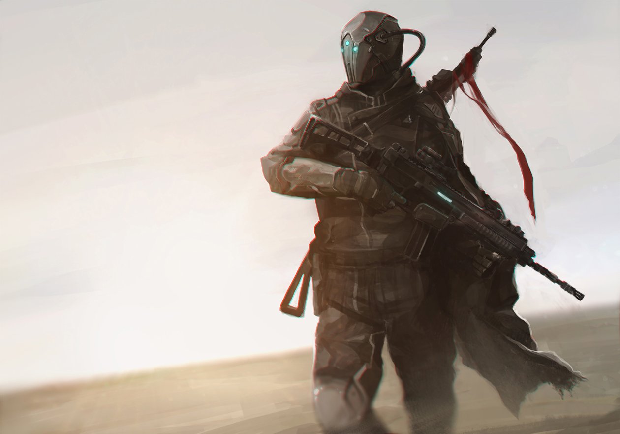 Warrior With Rifle Desert