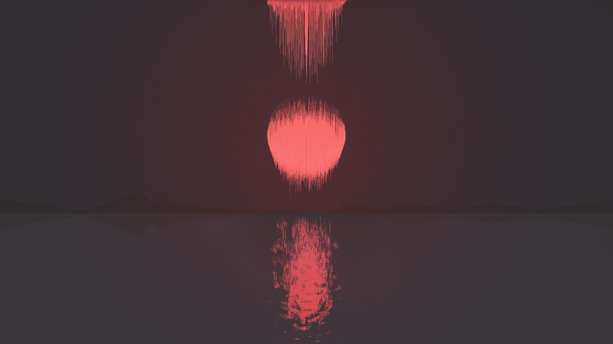 Moon Mountains Reflection Pixel Art 4k