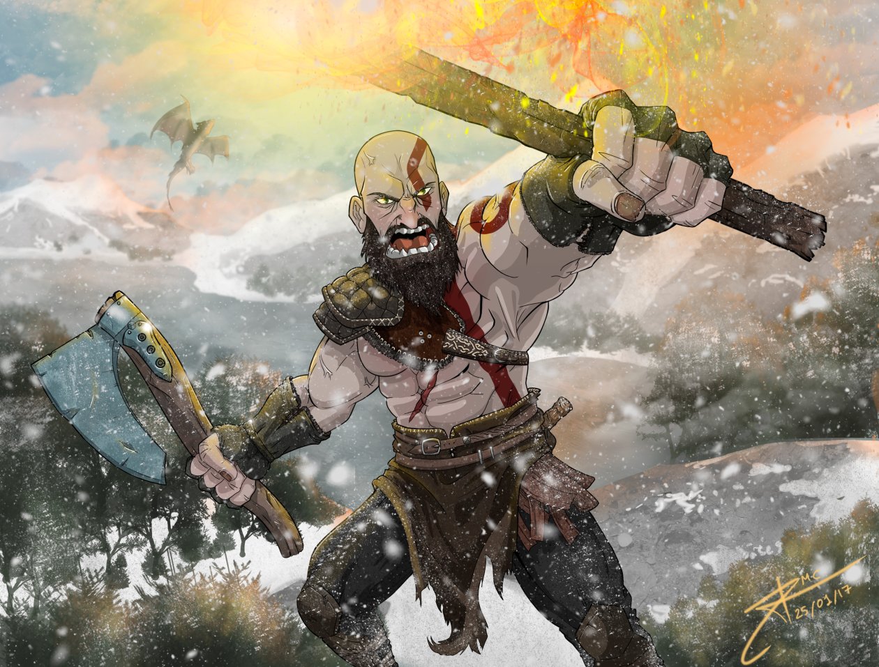 Kratos God Of War Fan Art 4k