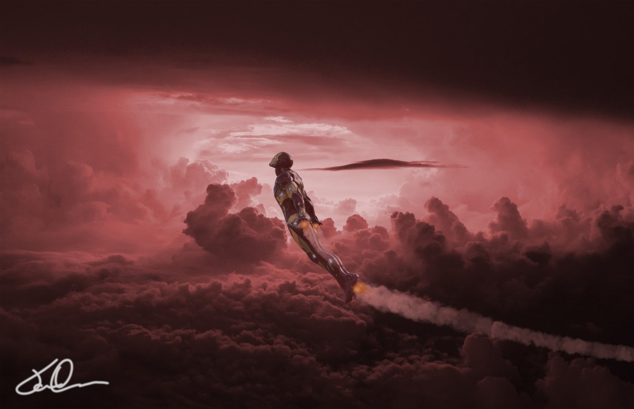 Iron Man Flying On Titan