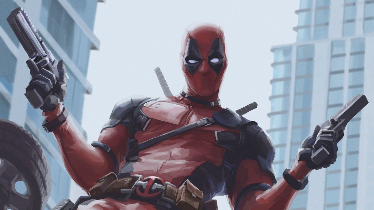 Deadpool With Two Guns Up Artwork