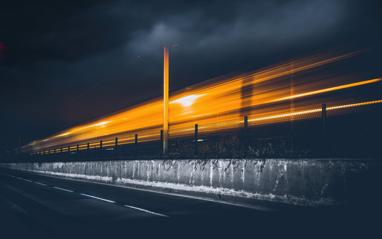 Train Light Trails Long Exposure