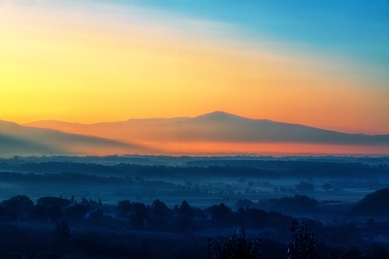 Mountain Silhouettes During Sunset