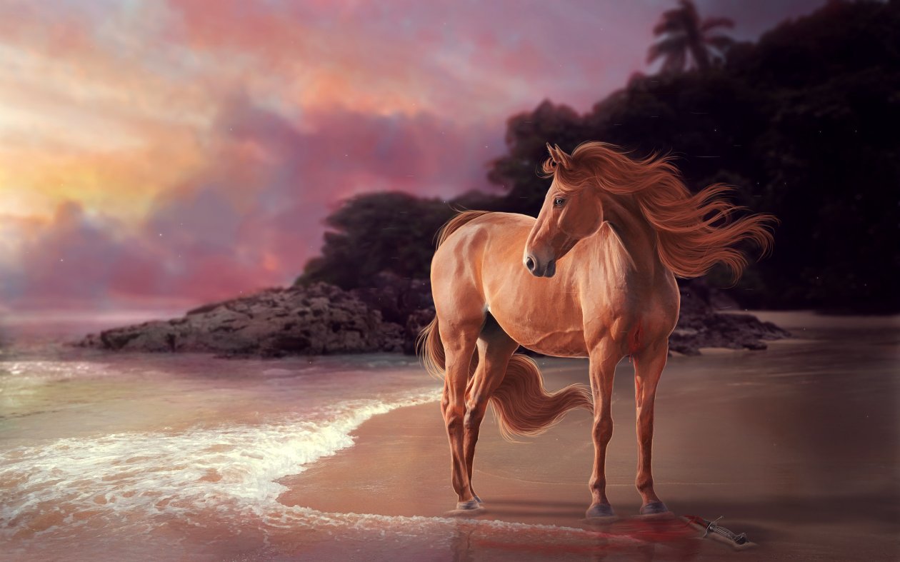 Horse On Beach Artwork