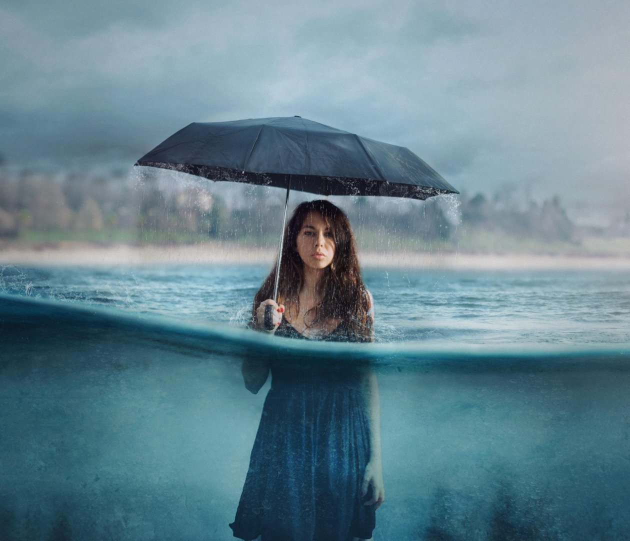 Photography Manipulation Umbrella Girl Women Rain