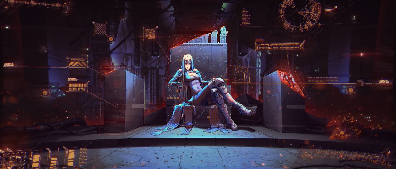Cybergirl Sitting On Comandding Chair 5k