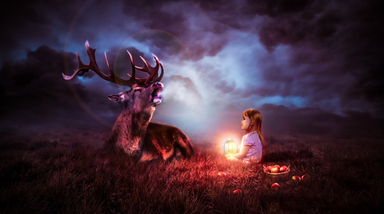 Night Sky Deer Fantasy 8k