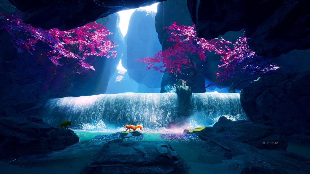 Fox Crossing Purple Water 4k