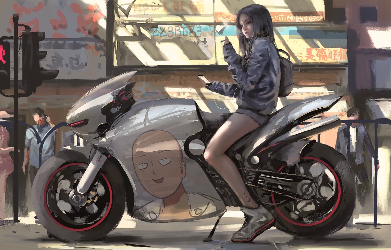 One Punch Man Anime Girl On Bike