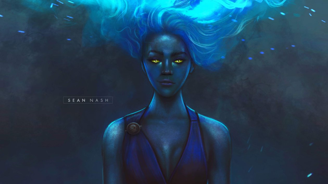 Blue Hair Angel 4k Artwork