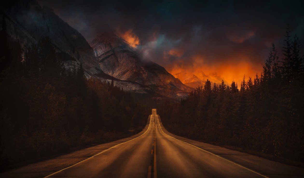 Mountain Nature Night Road 4k