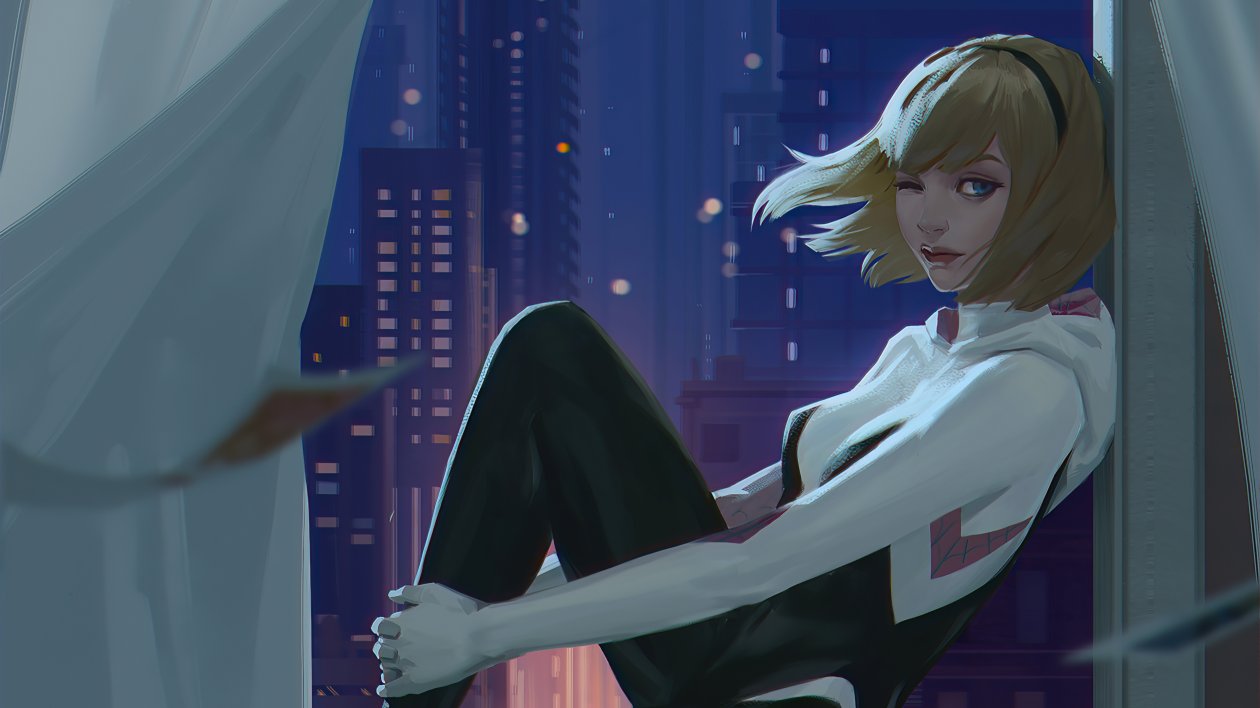Spider Gwen Sitting On Window