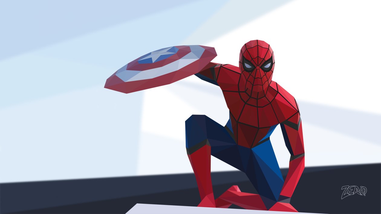 Spiderman Civil War Low Poly 4k