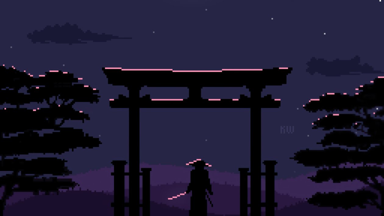 Japanese Trees Dragon Pixel Art 4k