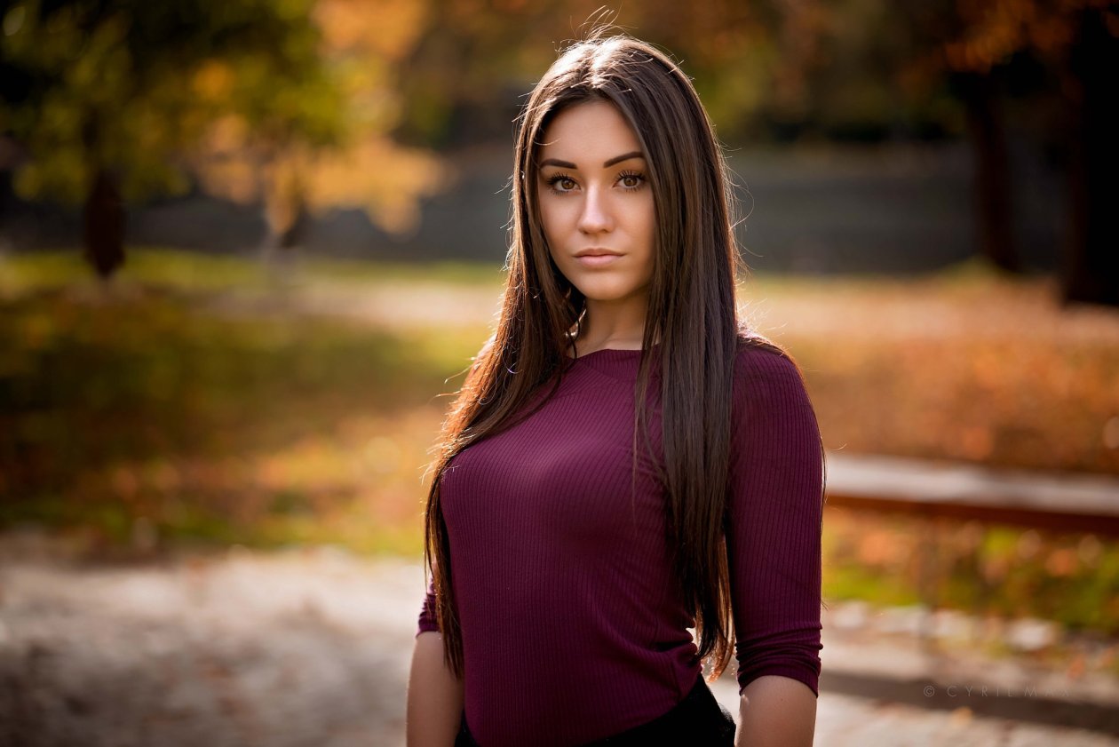 Long Hair Girl Outdoors Depth Of Field