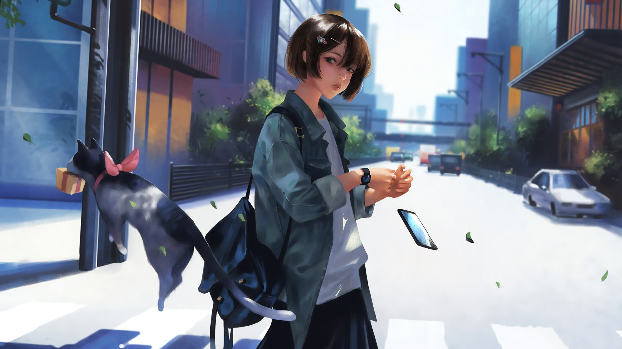 Crosswalk Girl 4k