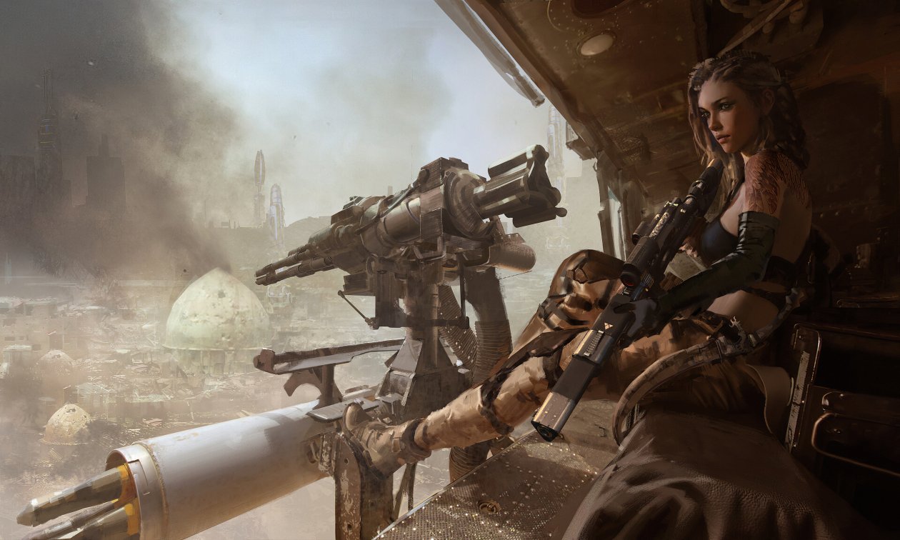 Lone Girl With Guns 4k