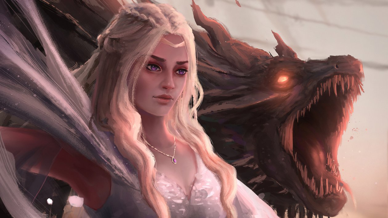 Daenerys Targayen With Dragons Artwork 4k