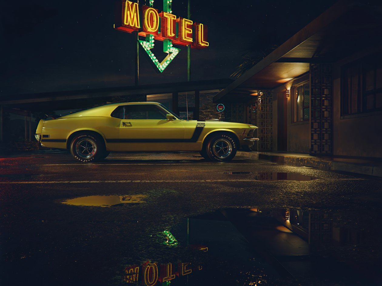 Mustang Outside Motel
