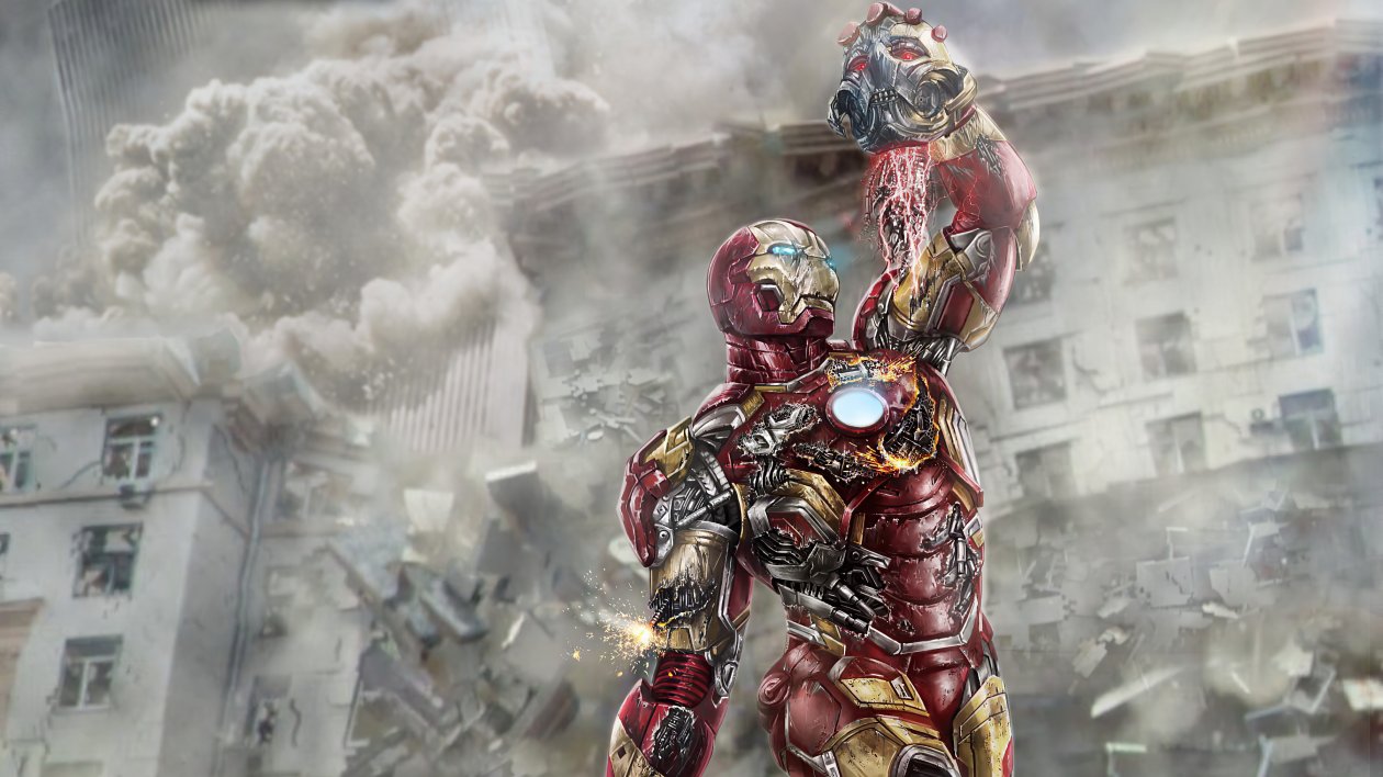 Iron Man Chop Off Ultron Head