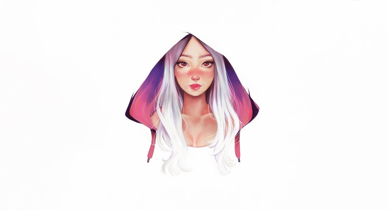 Girl Face Portrait Minimalist White 4k