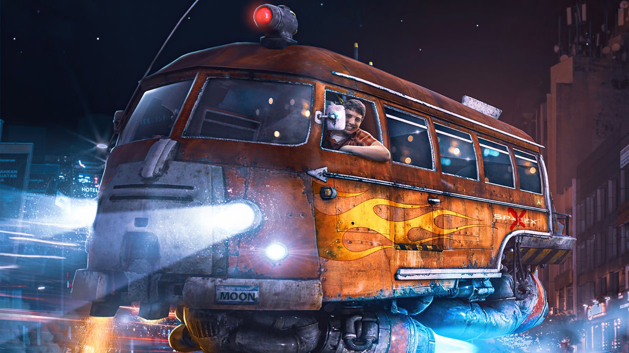 Space Bus Scifi World 4k