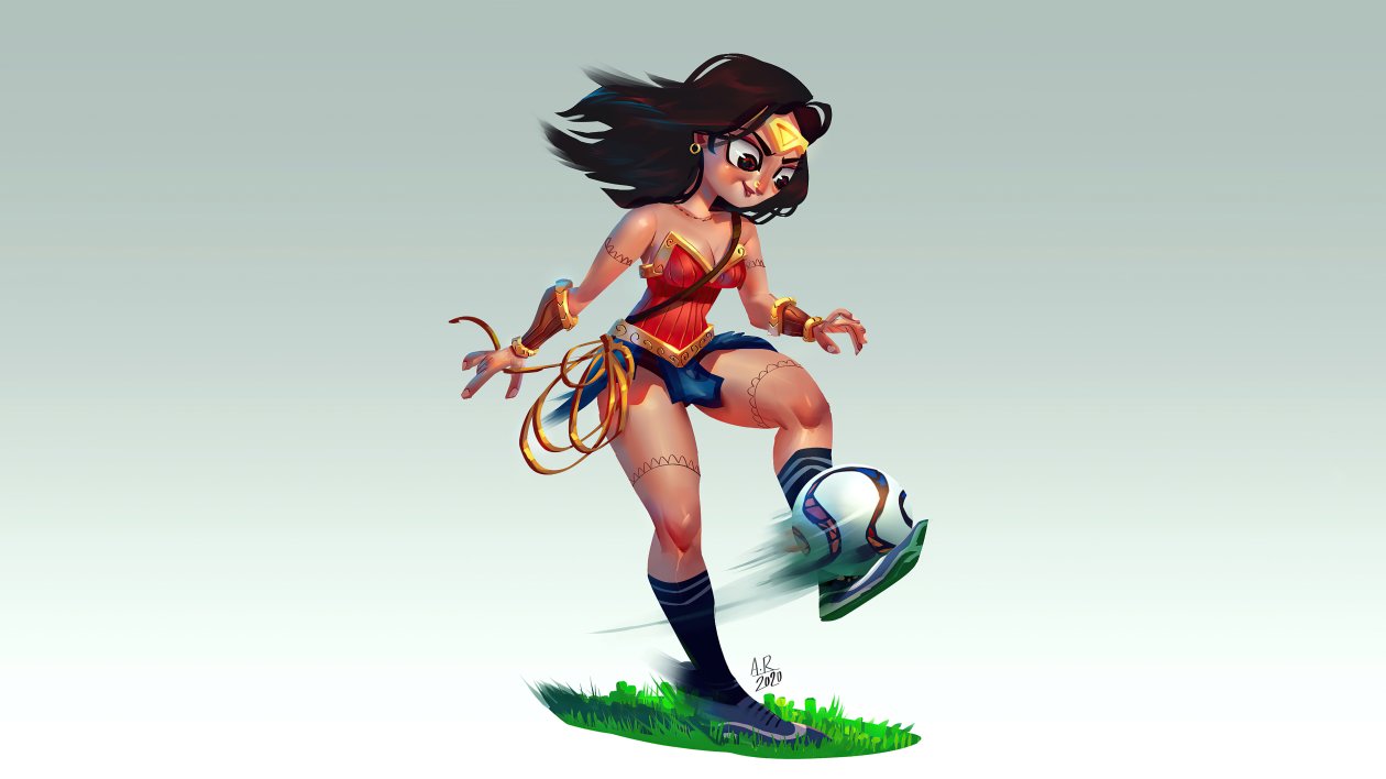 Wonder Woman Playing Football