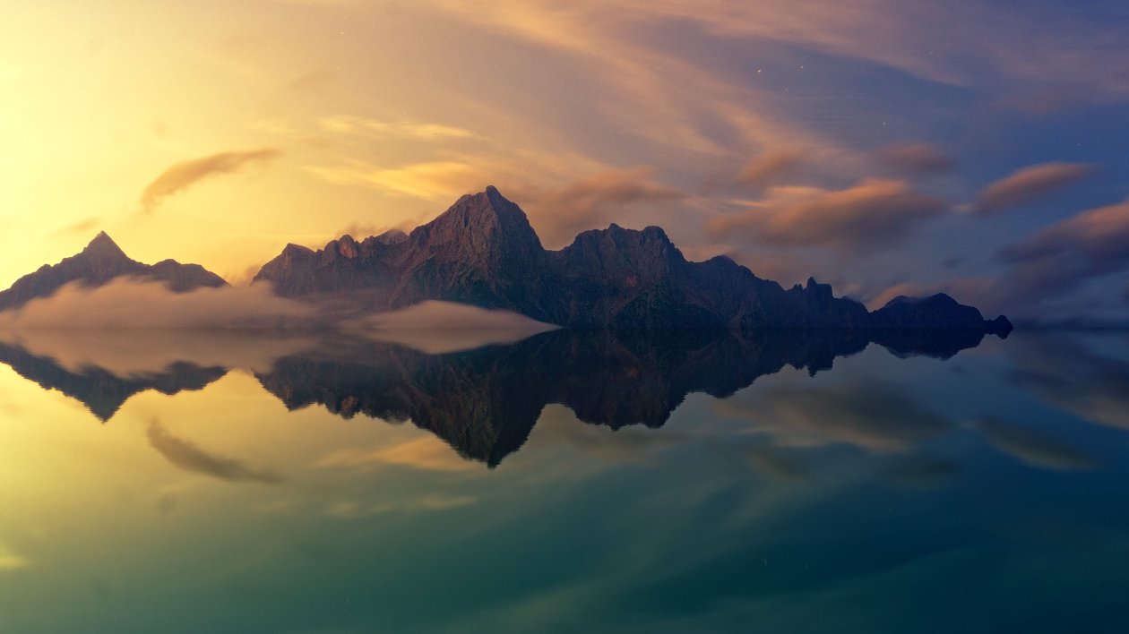 Beautiful Mountains Clear Reflection In Water