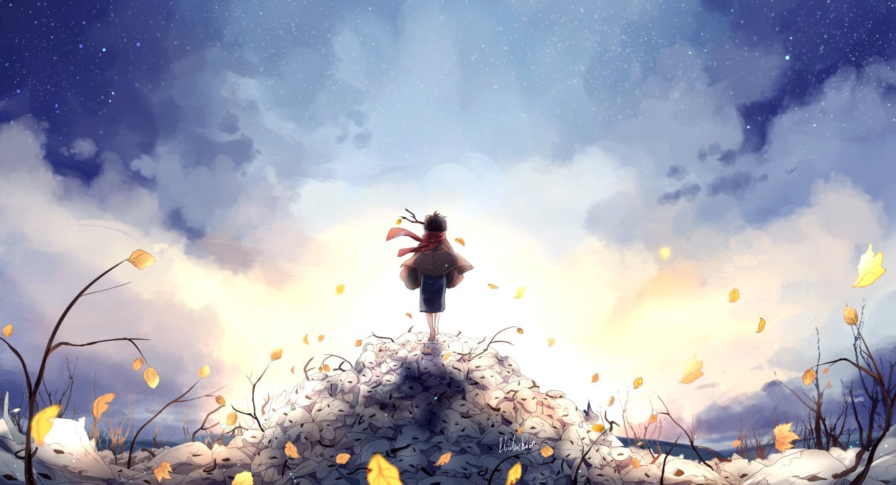 Past Autumn Leaves Clouds Sky Yellow 4k