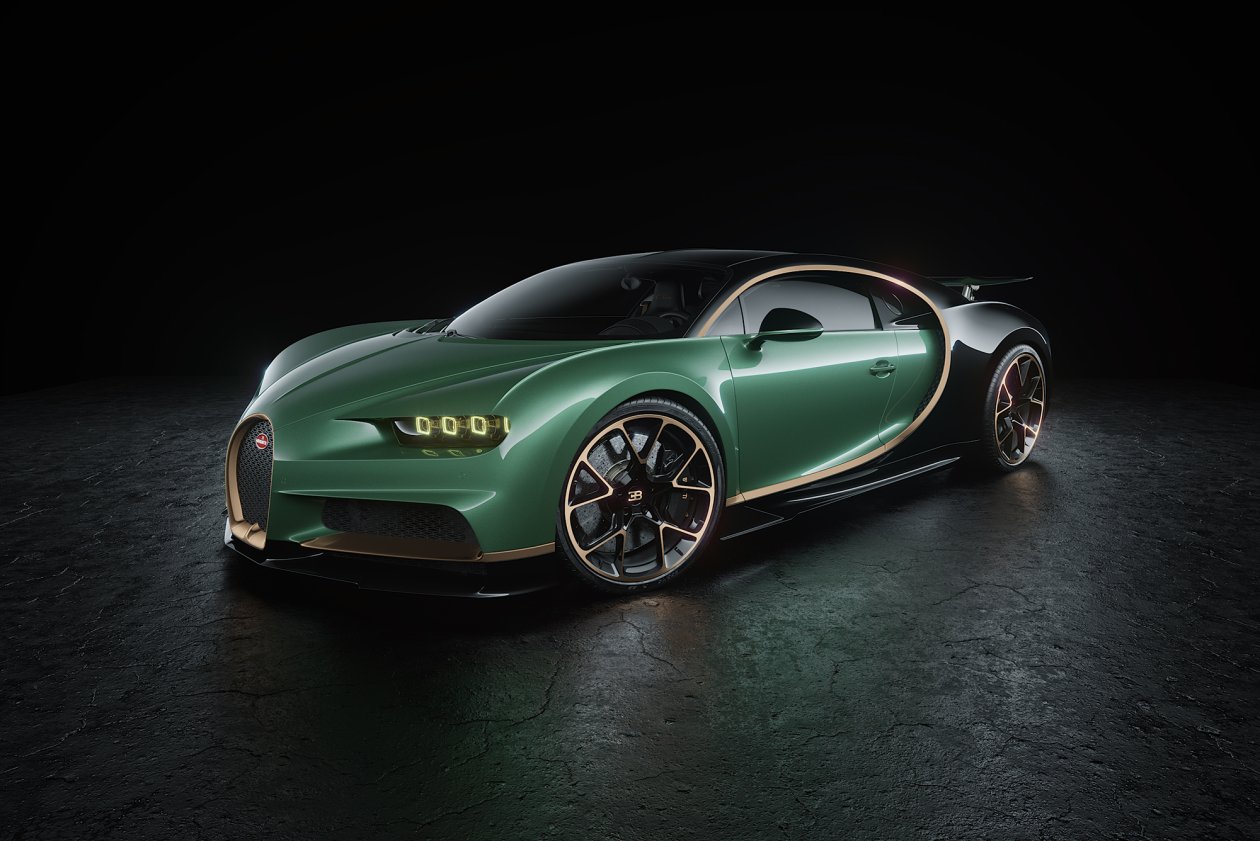 Green Bugatti Chiron CGI