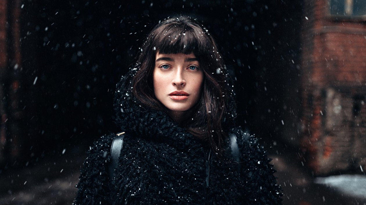 Girl Standing In Snow