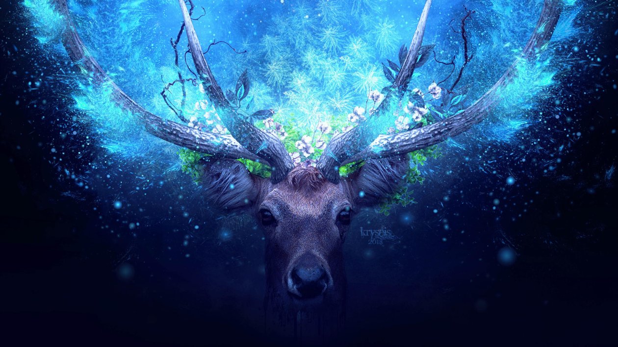 Deer Artistic Blue Manipulation