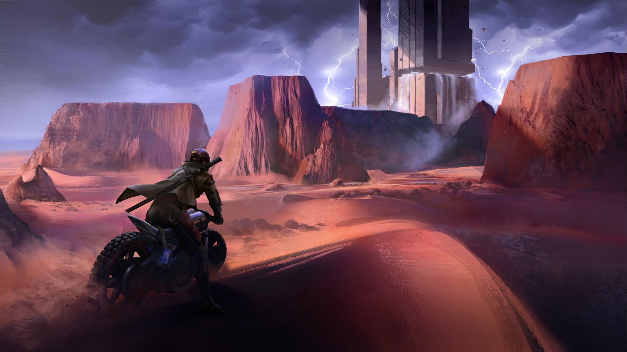 Biker Man Mountains 4k