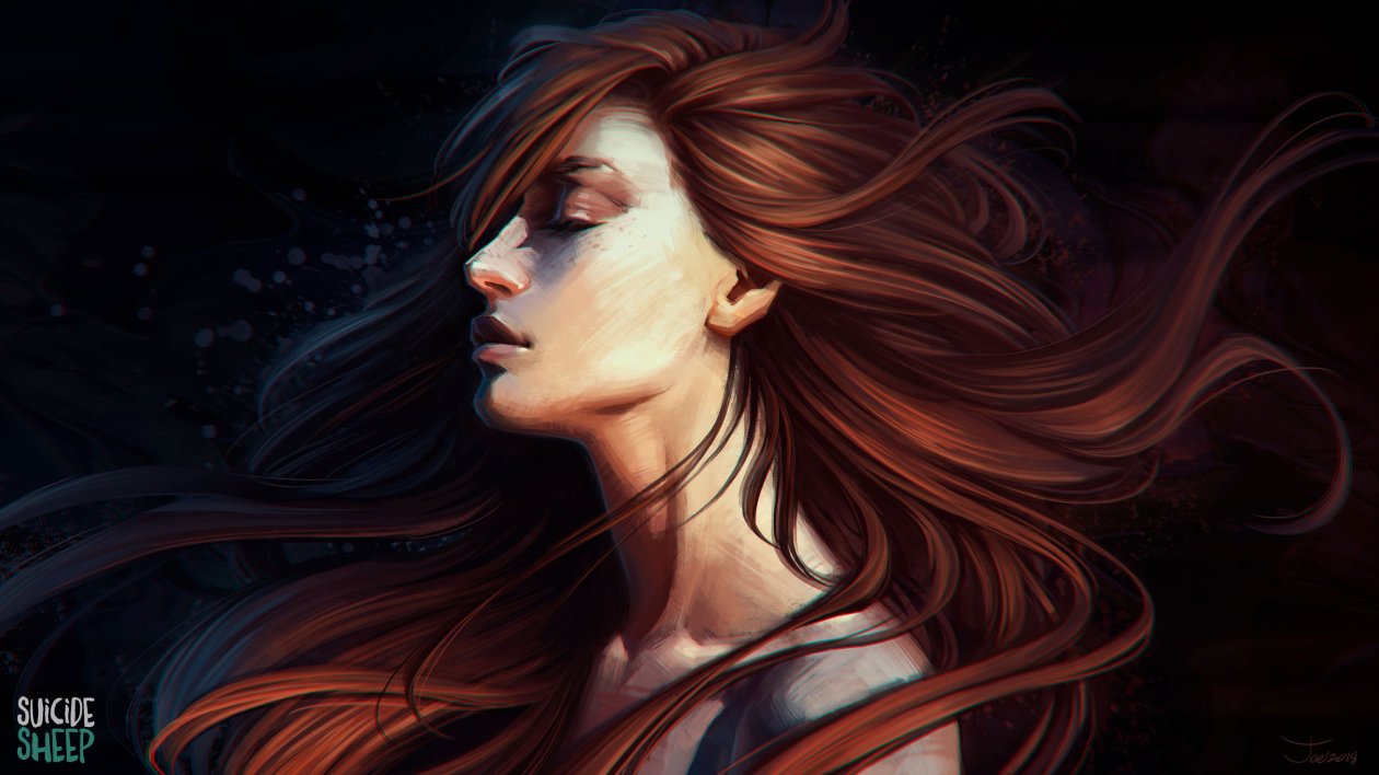Girl Hair Portrait Digital Art 4k