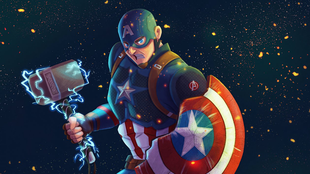 Captain America Mjolnir Artwork 4k 2020
