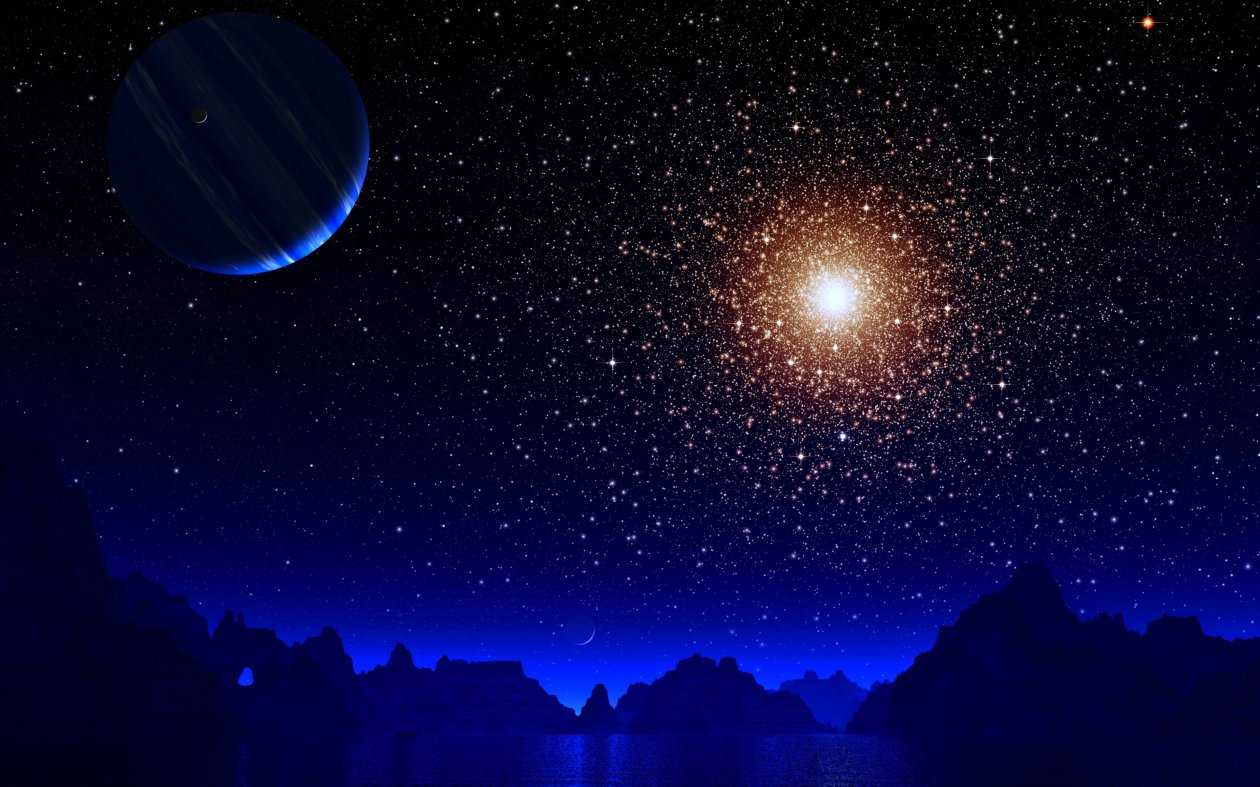 Blue Night Moon Stars Earth 4k