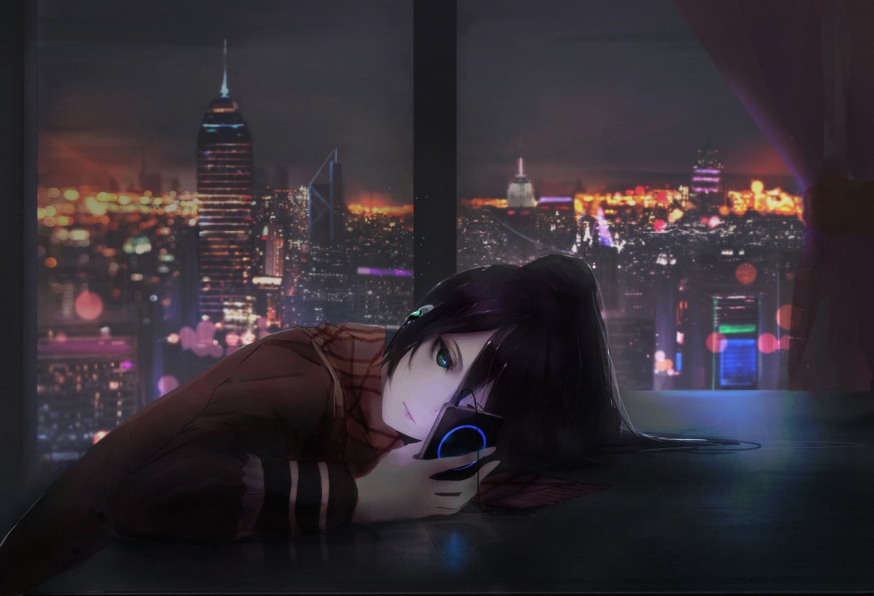 Anime Girl Listening Music On Ipod