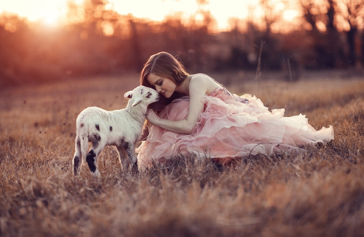 Fond d'écran Girl With Lamb