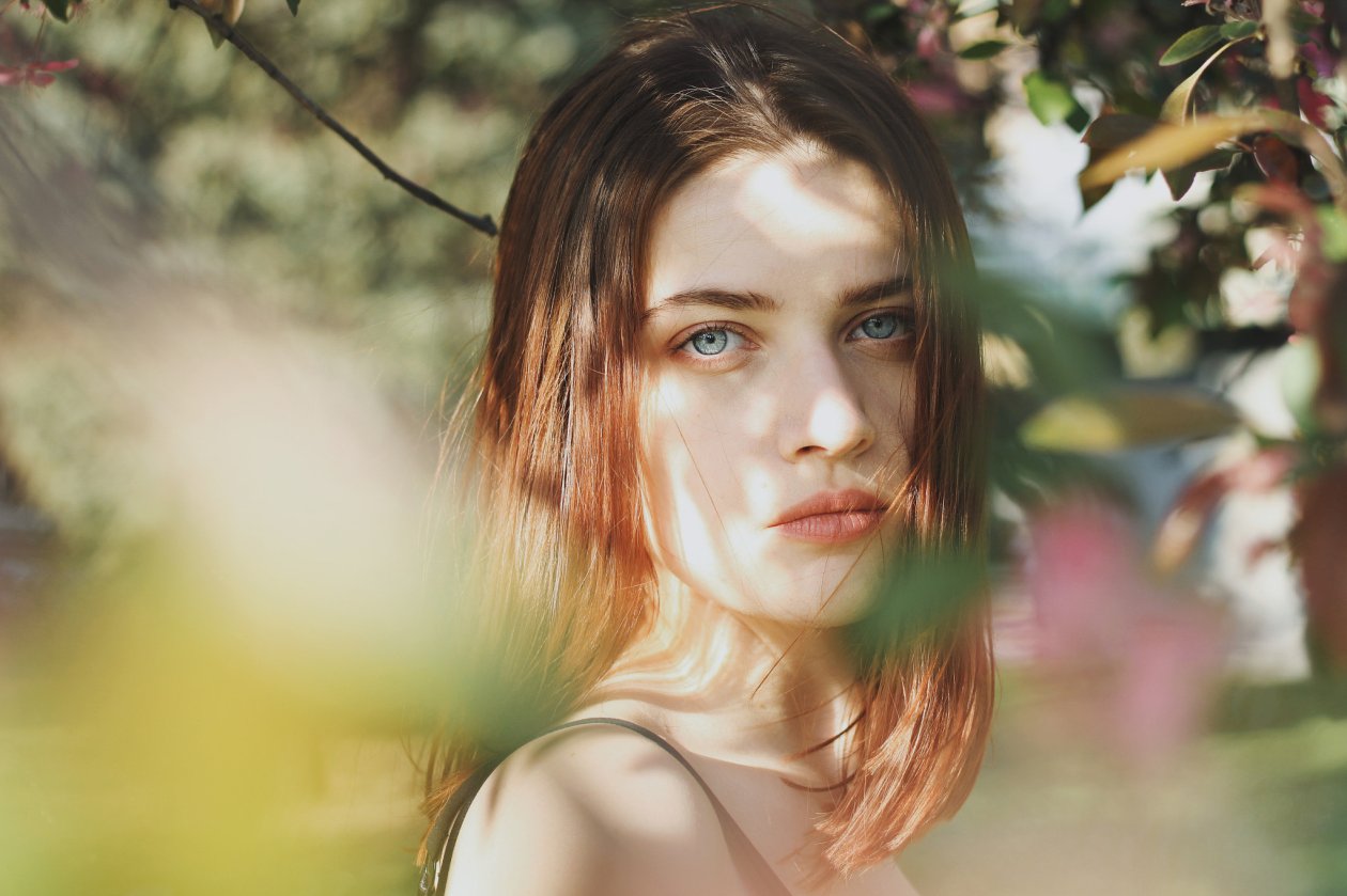 Blue Eyes Girl Brunette Face