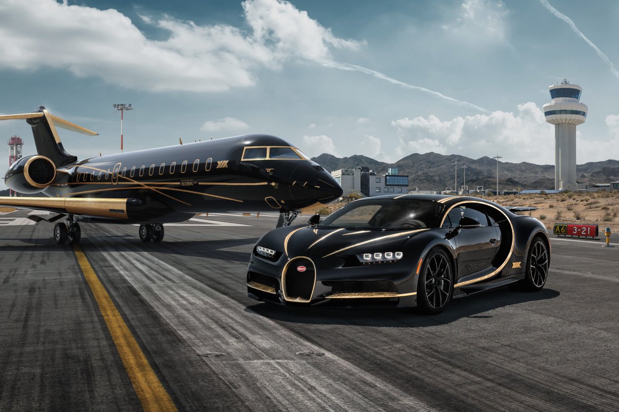 Bugatti Chiron And Private Jet