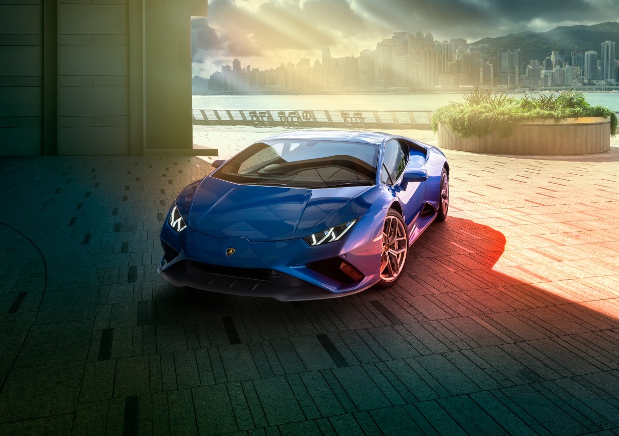 Blue Lamborghini Huracan Rear 4k