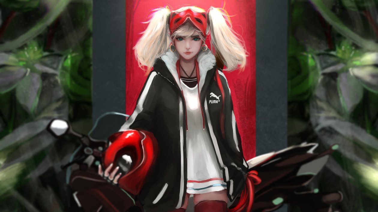 Ann Takamaki Biker Girl Anime 5k