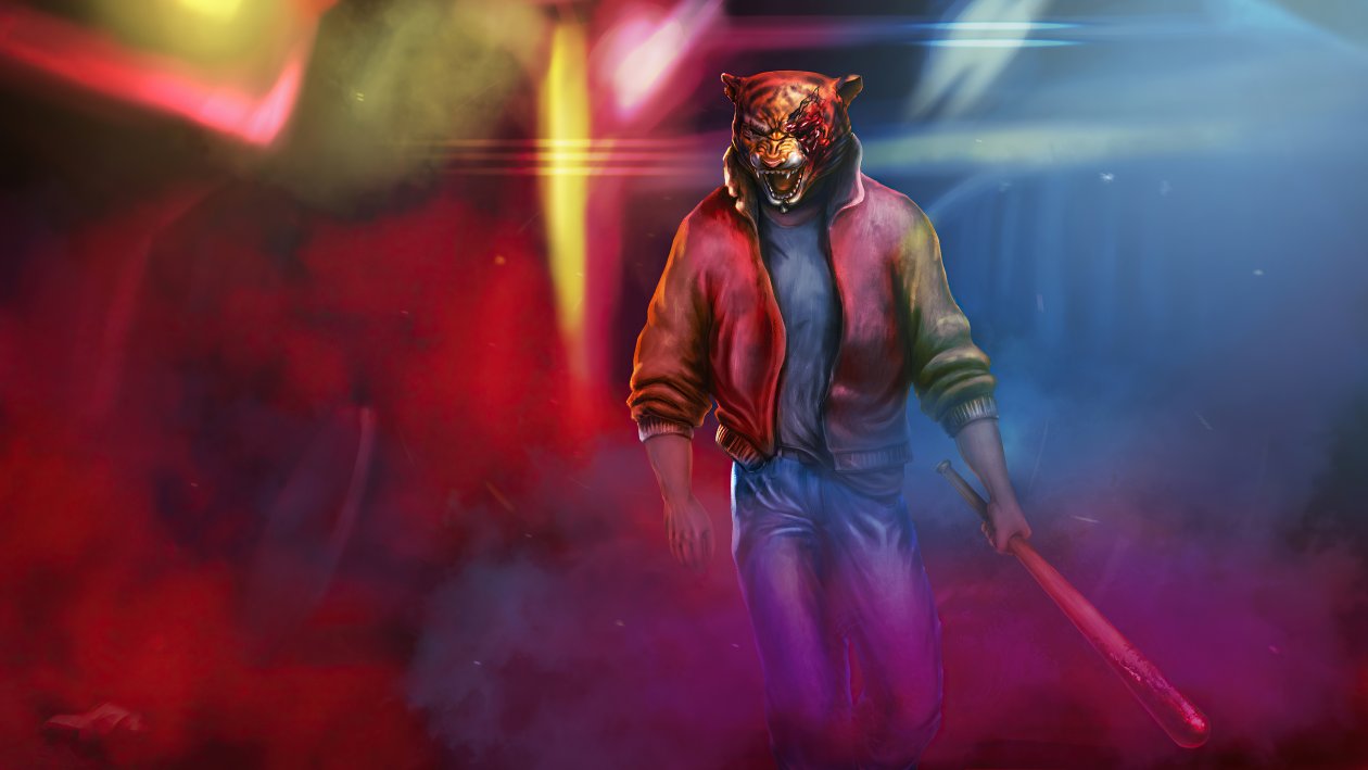 Neon Tiger Synhtwave Darkwave 4k